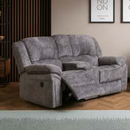 Rackhams Galaxy Plush Velvet 2 Seater Electric Recliner With Console