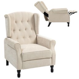 Rackhams Manual Reclining Armchair Recliner with Footrest Beige - Beige - thumbnail 3