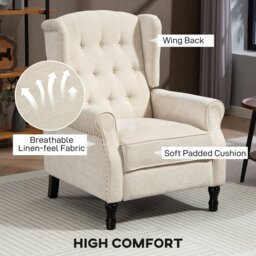 Rackhams Manual Reclining Armchair Recliner with Footrest Beige - Beige - thumbnail 5