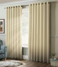 Rackhams Plain Blackout Ring top Curtains - Cream - 117cm width x 183cm drop