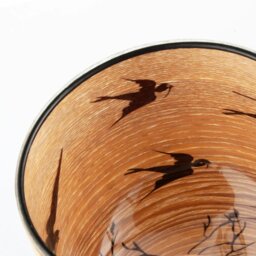 Rackhams Bamboo Wood Effect Table Lamp with Black Birds and Trees Inner Lining - thumbnail 5