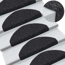 Rackhams Self-adhesive Stair Mats 5 pcs Black 65x21x4 cm Needle Punch - thumbnail 1