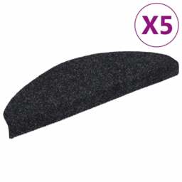 Rackhams Self-adhesive Stair Mats 5 pcs Black 65x21x4 cm Needle Punch - thumbnail 2