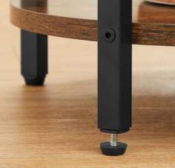 Rackhams 3-Tier Round Sofa Side Table – Rustic Brown & Black Industrial End Table - thumbnail 4