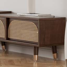 Rackhams Kirsten Rattan TV Stand, Rubber Wood - Walnut Color - thumbnail 5