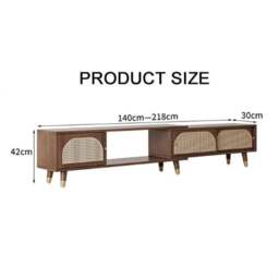Rackhams Kirsten Rattan TV Stand, Rubber Wood - Walnut Color - thumbnail 6