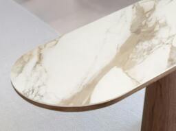 Rackhams Porcelain Marble and Walnut Half Round Oval Console Table 3284 - thumbnail 5
