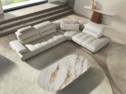 Rackhams Porcelain Marble and Walnut Half Round Oval Console Table 3284 - thumbnail 4