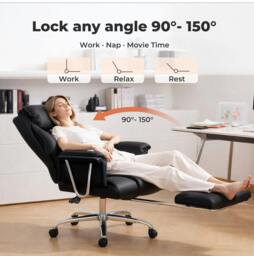 Rackhams Executive Office Chair Heavy Duty Wide Spring Cushion Recliner Footrest 150kg - thumbnail 6