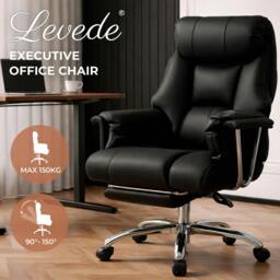 Rackhams Executive Office Chair Heavy Duty Wide Spring Cushion Recliner Footrest 150kg - thumbnail 2