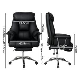 Rackhams Executive Office Chair Heavy Duty Wide Spring Cushion Recliner Footrest 150kg - thumbnail 3