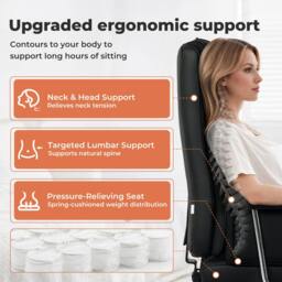 Rackhams Executive Office Chair Heavy Duty Wide Spring Cushion Recliner Footrest 150kg - thumbnail 5