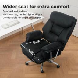 Rackhams Executive Office Chair Heavy Duty Wide Spring Cushion Recliner Footrest 150kg - thumbnail 4