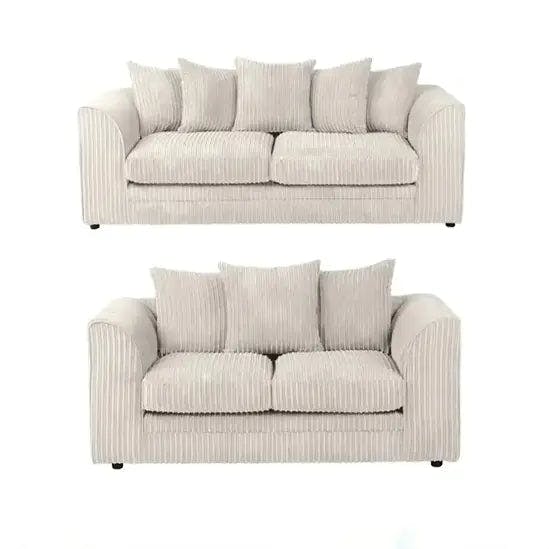 Rackhams Camden Jumbo Cord 3+2 Sofa Set - Cream - image 1