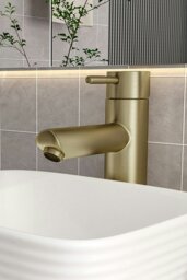 Rackhams Stainless Steel Sink Tap with Single Lever for Washroom and Bathroom - Gold - thumbnail 1