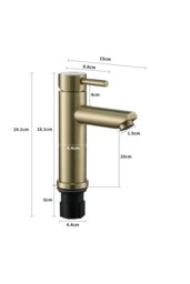 Rackhams Stainless Steel Sink Tap with Single Lever for Washroom and Bathroom - Gold - thumbnail 6