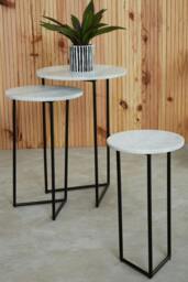 Rackhams Mandoli Nest Of 3 White Marble Side Tables - thumbnail 2