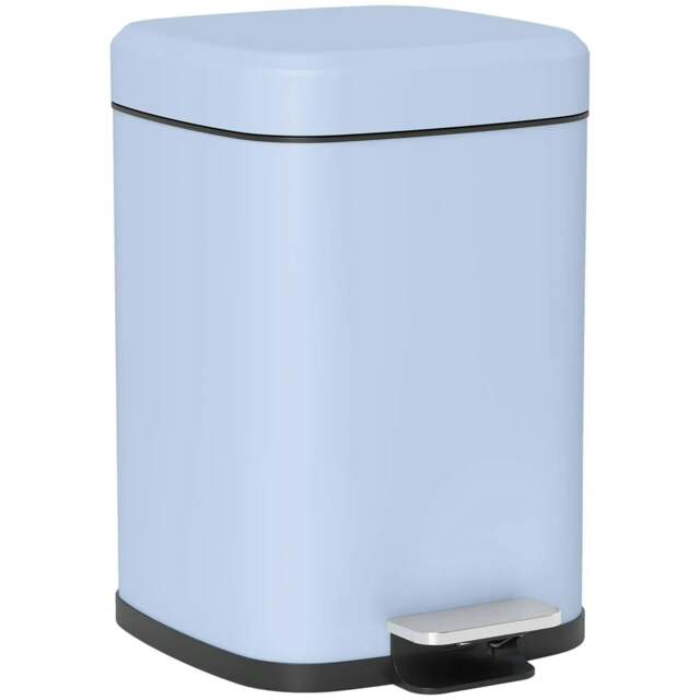 Rackhams 12L Modern Boxy Metal Home Kitchen Bin - Light Blue