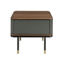 Rackhams Bedside Table in Matt Dark Grey Wood, Black Steel and Walnut Top 7170 - thumbnail 2