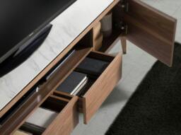 Rackhams Walnut TV Stand With Glass Top Imitation Marble 3083 - thumbnail 5