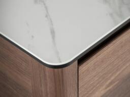 Rackhams Walnut TV Stand With Glass Top Imitation Marble 3083 - thumbnail 6