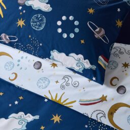 Rackhams Disco Space Cotton Reversible Duvet Cover Set Navy Blue - Super King - Navy Blue - thumbnail 4