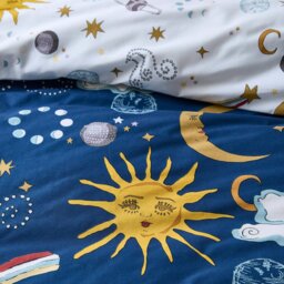 Rackhams Disco Space Cotton Reversible Duvet Cover Set Navy Blue - Super King - Navy Blue - thumbnail 5