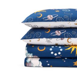 Rackhams Disco Space Cotton Reversible Duvet Cover Set Navy Blue - Super King - Navy Blue - thumbnail 6