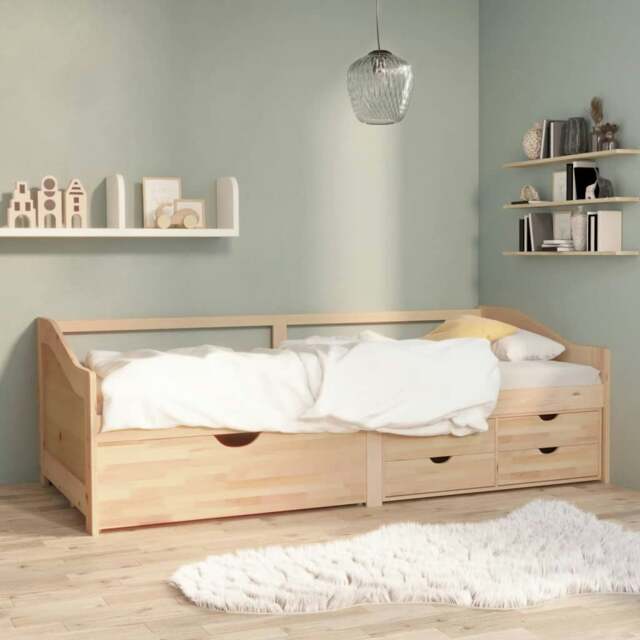 Rackhams 3-Seater Day Bed with Drawers Solid Pinewood 90x200 cm