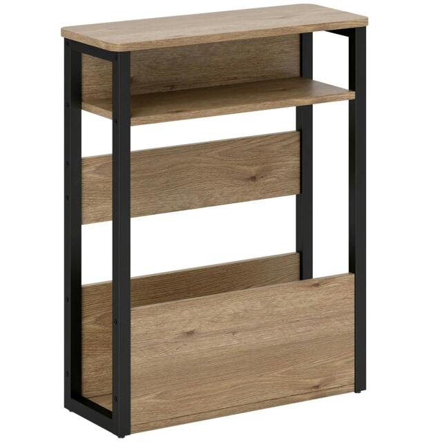 Rackhams Industrial-Style Side Table - Black/Walnut Brown