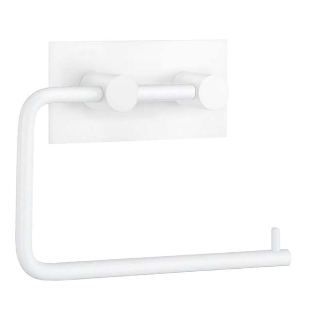 Rackhams White Stainless Steel Toilet Roll Holder Self Adhesive Bathroom Wall Mounted