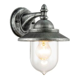 Rackhams Classic Style Outdoor Wall Lamp Lantern in Brushed Black Silver with Clear Shade - thumbnail 2