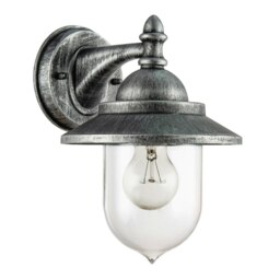 Rackhams Classic Style Outdoor Wall Lamp Lantern in Brushed Black Silver with Clear Shade - thumbnail 1