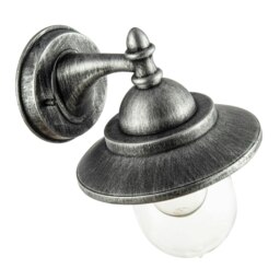 Rackhams Classic Style Outdoor Wall Lamp Lantern in Brushed Black Silver with Clear Shade - thumbnail 4