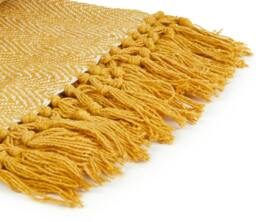 Rackhams Herringbone Throw Cotton - Ochre - 127x152cm - thumbnail 2