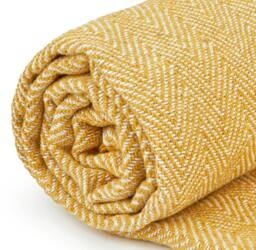 Rackhams Herringbone Throw Cotton - Ochre - 127x152cm - thumbnail 3