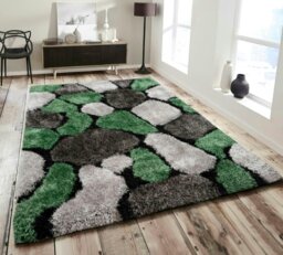 Rackhams Pebbles Shaggy Rug - 80 x 150 - Green - thumbnail 1