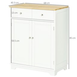 Rackhams Rubber Wood Top Kitchen Cupboard Side Cabinet Island w/Adjustable Shelf - Nature Wood - thumbnail 6