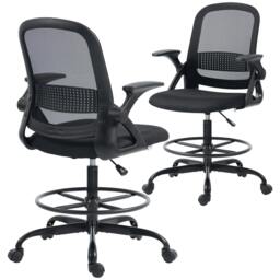 Rackhams Mesh Painting Chair, Rolling Desk Chair with Flip-up Armrests - Yes - Draughtsman Chair - Grey - thumbnail 3