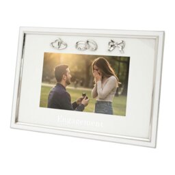 Rackhams Modern Engagement 4x6 Photo Frame in Nickel Plating with Double Rings - thumbnail 2