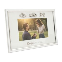 Rackhams Modern Engagement 4x6 Photo Frame in Nickel Plating with Double Rings