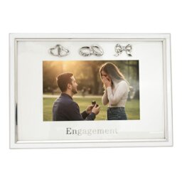 Rackhams Modern Engagement 4x6 Photo Frame in Nickel Plating with Double Rings - thumbnail 3