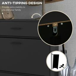 Rackhams Three Drawer Slim Shoe Storage Cabinet, 12 Shoe Pairs - Black - thumbnail 6