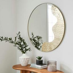 Rackhams Ripple Antique Brass Round Mirror