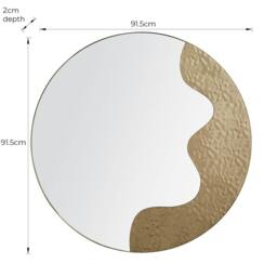 Rackhams Ripple Antique Brass Round Mirror - thumbnail 4