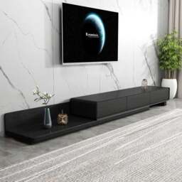 Rackhams Pina Extendable TV Stand, Plywood - Black+Oak - thumbnail 3