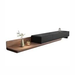 Rackhams Pina Extendable TV Stand, Plywood - Black+Oak - thumbnail 2
