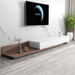 Rackhams Pina Extendable TV Stand, Plywood - Black+Oak - thumbnail 6