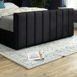 Rackhams Romano Straight Winged Upholstered Soft Velvet Bed Frame - Black - Black - King - thumbnail 3