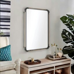 Rackhams Industrial Large Rectangular Wall  Mirror Black - thumbnail 5